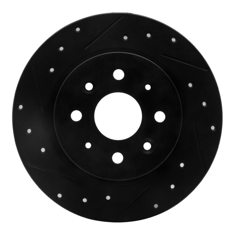 Kia Sephia Brake Rotor (1) - Rear Left - R1 Concepts - Drilled & Slotted - Black - `98-`03